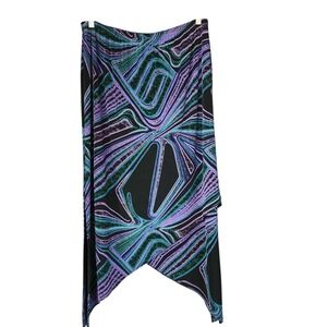 Chicos Wavy Asymmetrical Maxi Skirt Travelers Side Slit Women's 2 Large 12 Artsy